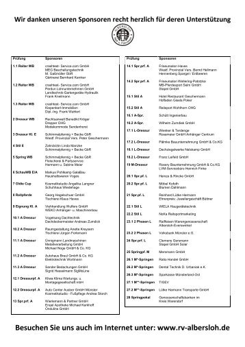 Besuchen Sie uns auch im Internet unter: www.rv-albersloh.de