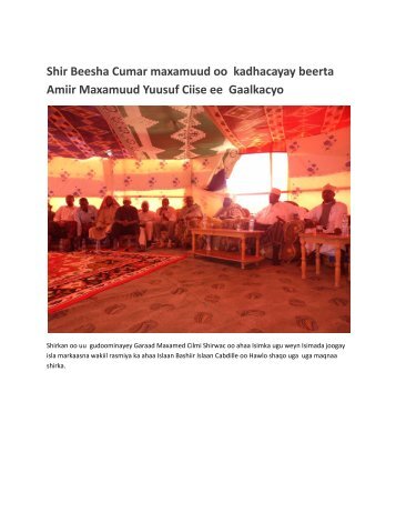 Shir Beesha Cumar maxamuud oo kadhacayay ... - SomaliTalk.com