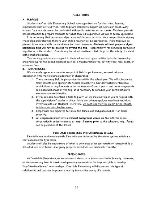 crestdale elementary school mission statement vision statement ...