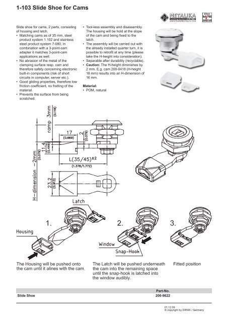 1-103 Slide Shoe for Cams