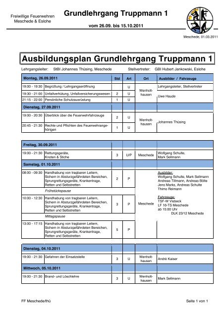 Ausbildungsplan Grundlehrgang Truppmann 1 - Freiwillige ...