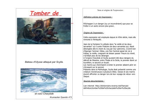 Tomber de Charybde en Scylla - Collège Joseph Crocheton