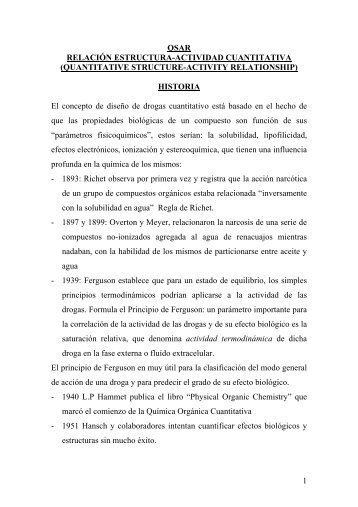 1 QSAR RELACIÃN ESTRUCTURA-ACTIVIDAD CUANTITATIVA ...