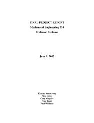 FINAL PROJECT REPORT Mechanical Engineering 224 Professor ...