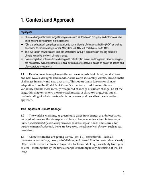 Adapting to Climate Change: Assessing the World Bank Group ...