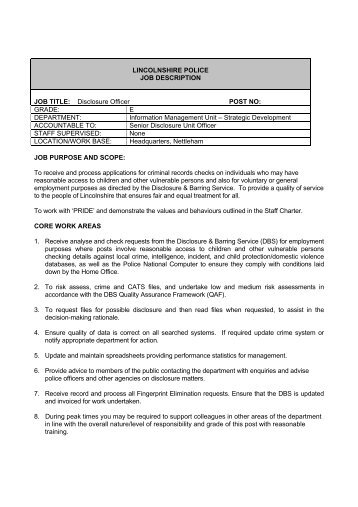 12/106 Disclosure Officer - Job Description.pdf - Lincolnshire Police