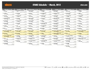 STARZ Schedule - March, 2012