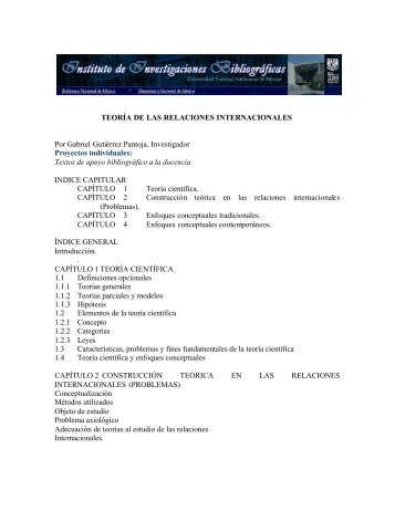 teoria de las relaciones internacionales - PÃ¡ginas Personales UNAM