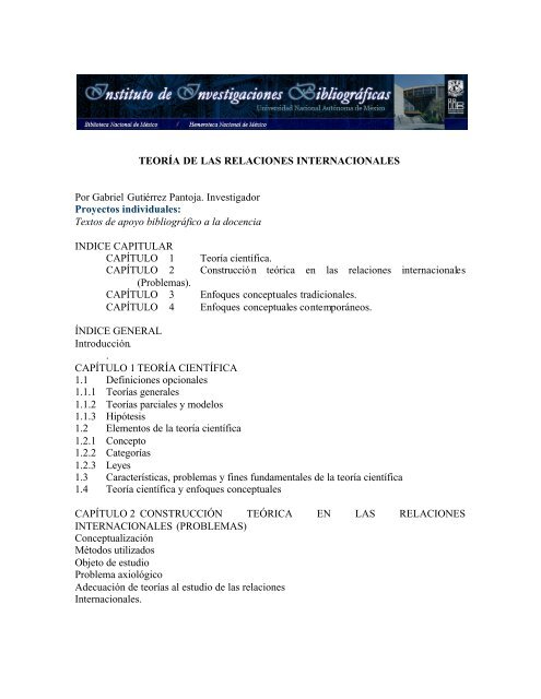 teoria de las relaciones internacionales - PÃ¡ginas Personales UNAM