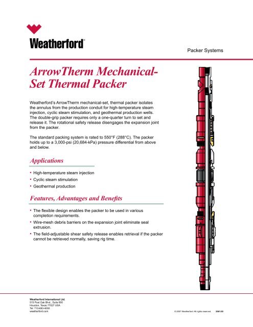 Weatherford Model R Packer ArrowTherm Mechanical- Set Thermal Packer - Weatherford ...