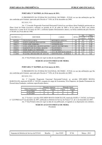 PORTARIAS DA PRESIDÃƒÂŠNCIA PUBLICADO EM 24.03.11 - Funai