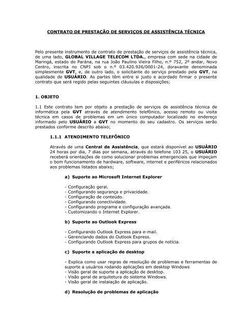 Contrato SOS Computador - GVT