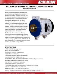 BALMAR 98-SERIES ALTERNATOR DATA SHEET