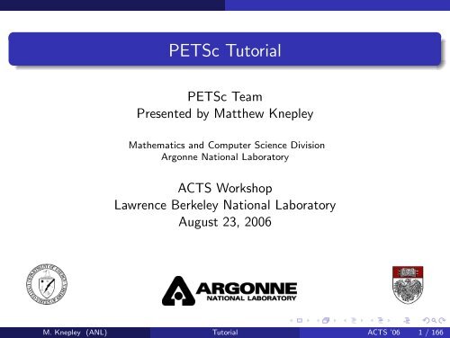 PETSc Tutorial - The ACTS Toolkit