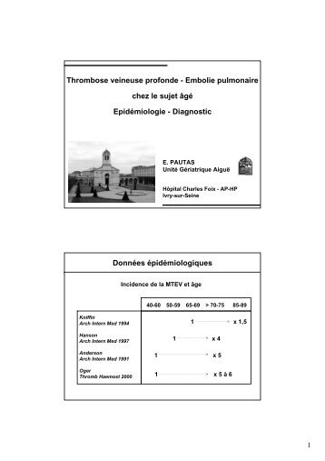 Embolie pulmonaire chez le sujet Ã¢gÃ© EpidÃ©miologie - Diagnostic ...