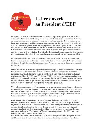 Lettre ouverte au PrÃ©sident d'EDF