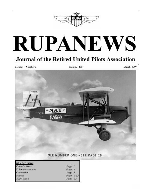 Journal of the Retired United Pilots Association - RUPA - Retired ...