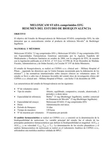 MELOXICAM STADA comprimidos EFG RESUMEN DEL ESTUDIO ...