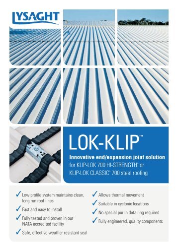 Innovative end/expansion joint solution for KLIP-LOK 700 ... - Lysaght