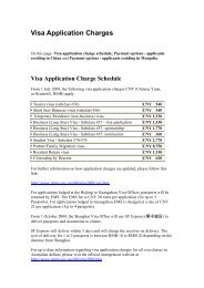 Visa Application Charges - Australian Embassy, China