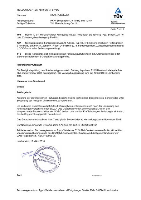 TEILEGUTACHTEN nach Â§19(3) StVZO Nummer 09-0018-A01-V02 ...