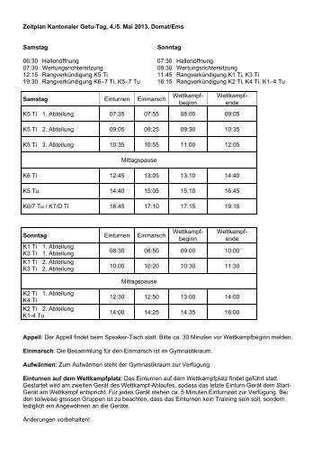 Zeitplan Kantonaler Getu-Tag, 4./5. Mai 2013, Domat ... - GETU-Uzwil