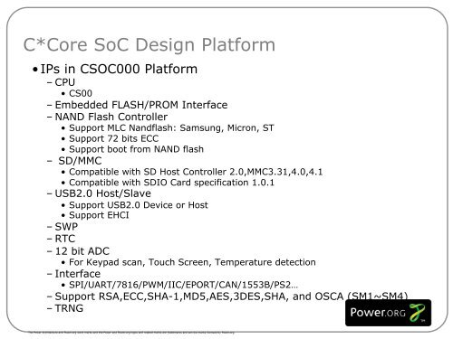 Help You to Win! C*Core's Scalable Design Platform - Power.org