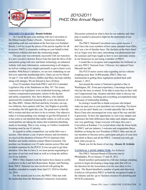 Volume 2011, Issue 1 - PHCC Ohio