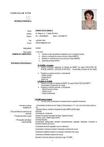 CV Otilia DOROS.pdf - Facultatea de Drept