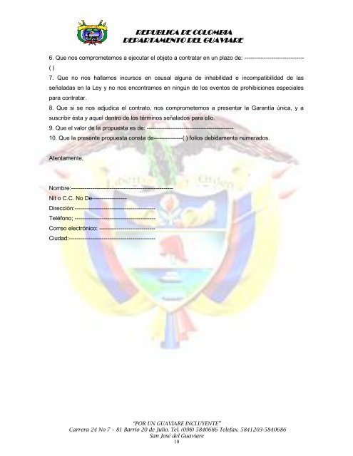 LICITACION PUBLICA No ______ - GobernaciÃ³n del Guaviare