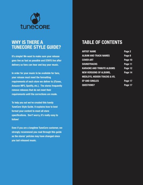 — STYLE GUIDE — - TuneCore