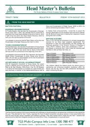 Head Master's Bulletin - Trinity Grammar School