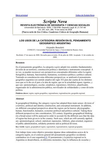 La regiÃ³n en el pensamiento geogrÃ¡fico argentino - Facultad de ...