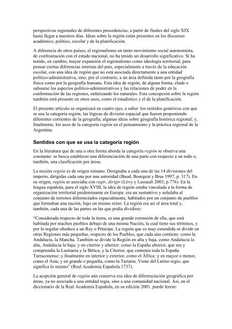 La regiÃ³n en el pensamiento geogrÃ¡fico argentino - Facultad de ...