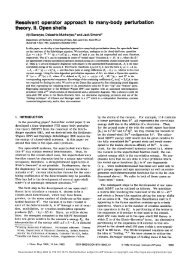 Resolvent Operator Approach to Many-Body Perturbation Theory. II ...