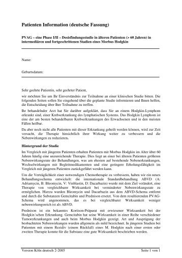 Mustertext: Patienteninformation und -einwilligung für ...