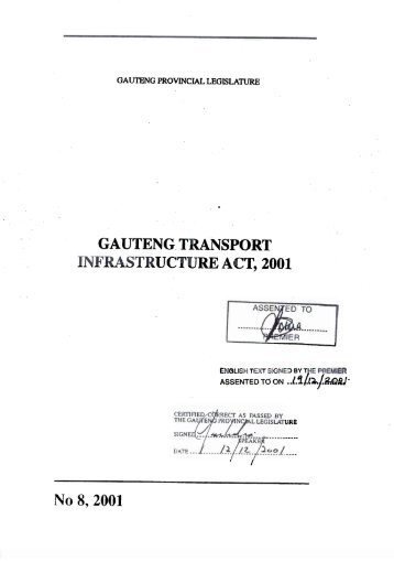 Gauteng Transport Infrastructure Act, 2001 - Gautrain