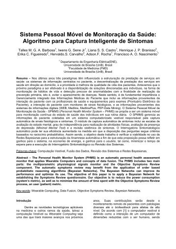 Sistema Pessoal Móvel de Monitoração da Saúde: Algoritmo para ...