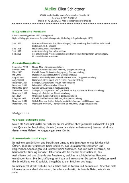 Ellen Schlottner - Biografie - Ellen Schlottner, Krefeld