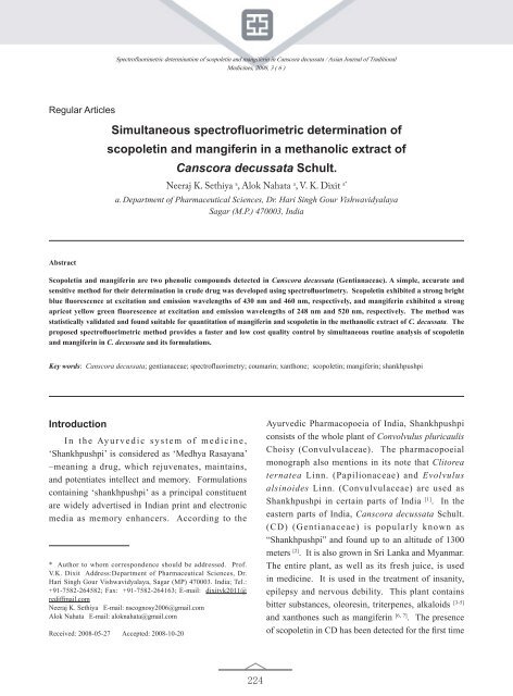 Simultaneous spectrofluorimetric determination of scopoletin and ...
