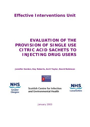 Evaluation Of The Provision Of Single Use Citric Acid Sachets To ...
