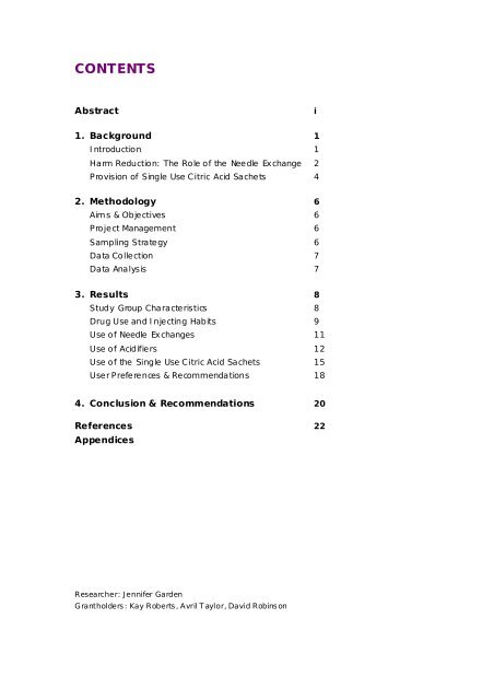 Evaluation Of The Provision Of Single Use Citric Acid Sachets To ...