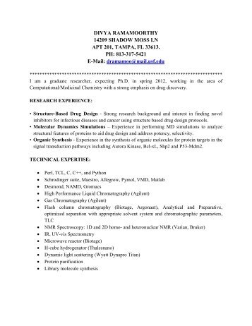 Curriculum Vitae - Chemistry - University of South Florida