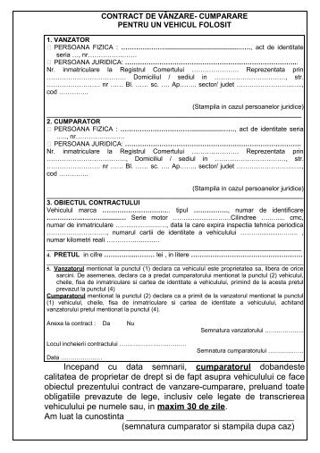 Contract Vanzare Cumparare Auto Din Germania Bilingv Pdf