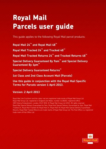 Royal Mail Parcels User Guide 2013 (PDF - 662 KB)