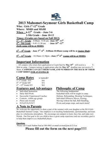 2013 Mahomet-Seymour Girls Basketball Camp