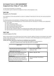 Art Grade 8 Term 2, 2010 ASSIGNMENT Assignment Due: Friday 11 ...