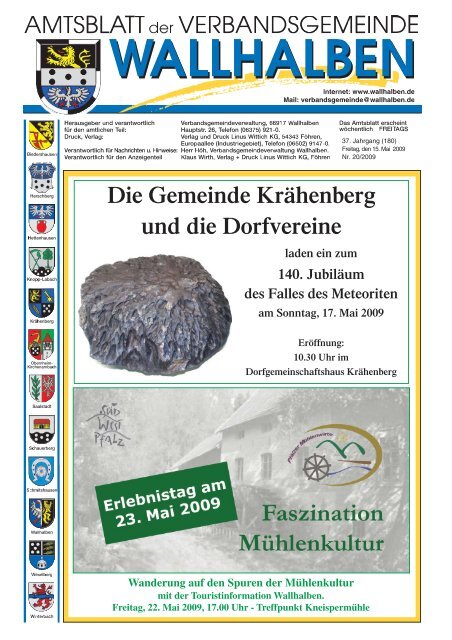 KW 20-2009 vom 15.05.2009 - Verbandsgemeinde Wallhalben