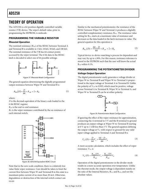 Nonvolatile, I2C-Compatible 64-Position, Digital Potentiometer ...