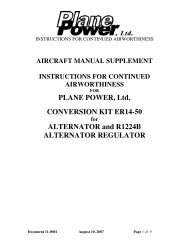 PLANE POWER, Ltd. CONVERSION KIT ER14-50 ALTERNATOR ...